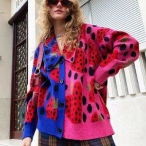 FARM Rio Pink and Blue Patterned Cardigan